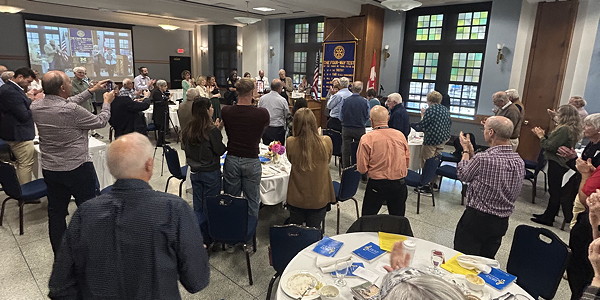 Lunch crowd giving a standing ovation.